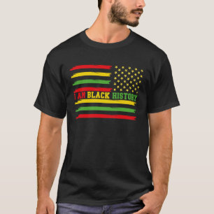 T-shirt JE SUIS NOIR HISTOIRE Drapeau américain Vintage No