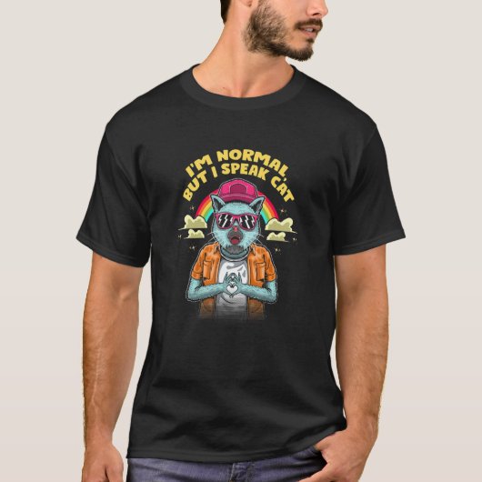 T-shirt Je suis normale, mais je parle chat Humour chat ch (Devant)