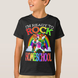 T-shirt Je suis prêt à Rock Homeschool Unicorn Arc-en-ciel