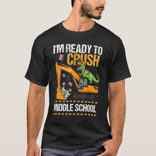 T-shirt Je suis prêt Crush Constructio Dinosaure du collèg (Devant)