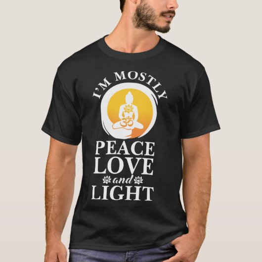 T-shirt Je suis principalement Peace Love Et Light Retro Y (Devant)