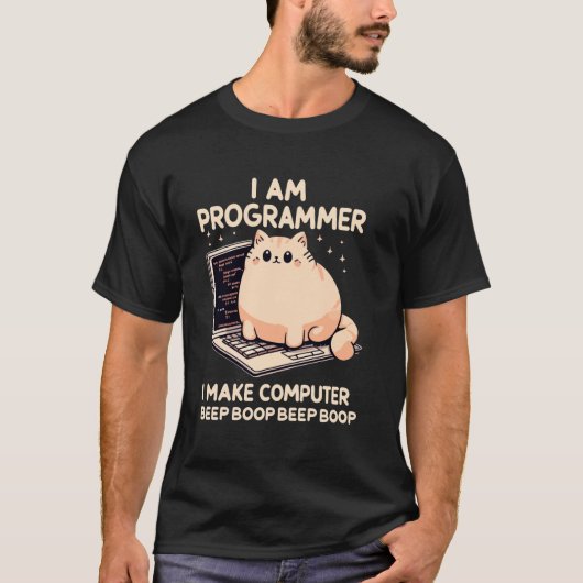 T-shirt Je suis programmeur je fais du codage de chat d'or (Devant)