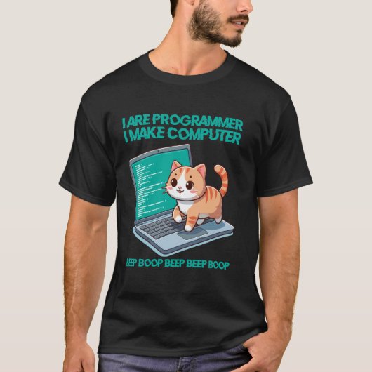 T-shirt Je Suis Programmeur Je Fais Ordinateur Chat Drôle (Devant)
