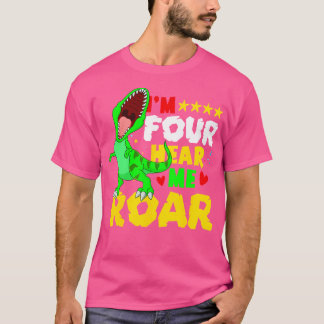 T-shirt Je Suis Quatre Entendez-Moi Roar 4 Anniversaire Ga