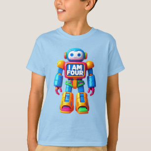 T-shirt Je suis quatre Robot pour enfants 4e Anniversaire