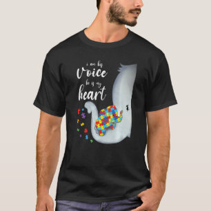 T-shirt Je suis sa voix Éléphant Maman Autisme Enfant Sens
