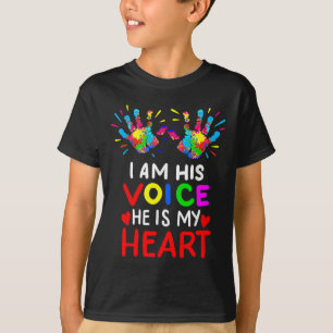 T-shirt Je Suis Sa Voix Il Est Mon Coeur Maman Autiste Aut