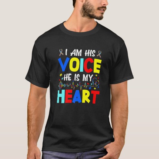 T-shirt Je suis sa voix Il est mon coeur Sensibilisation s (Devant)