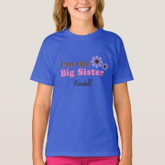 T-shirt Je suis The Big Sister Mod Flowers Personnalisé TS