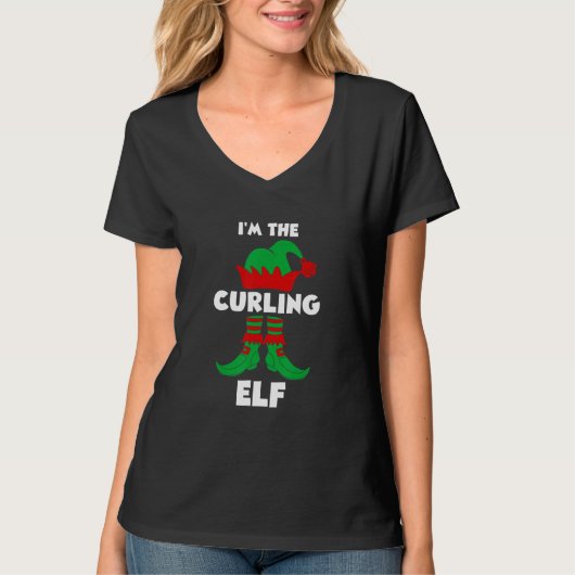 T-shirt Je suis The Curling Elf Curler Stone Ice Curl Curl (Devant)