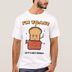 T-shirt Je suis toast drôle épuisé toast rétro dessin anim