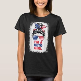 T-shirt Je suis un Beto Girl Messy Bun Drapeau américain B