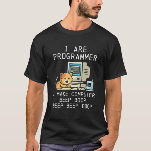 T-shirt Je suis un chat programmeur, je fais des bips boop (Devant)
