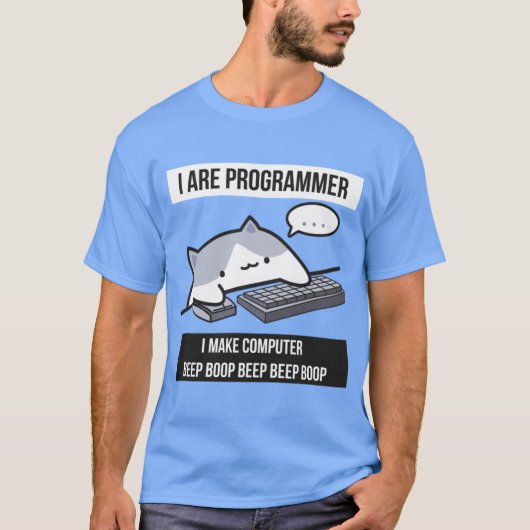 T-shirt Je suis un chat programmeur mème programmeur cadea (Devant)