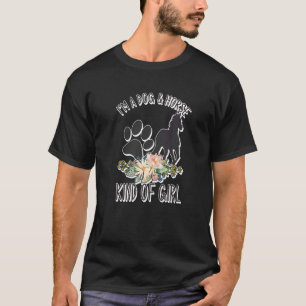 T-shirt Je suis un chien et un cheval genre de fille Retro