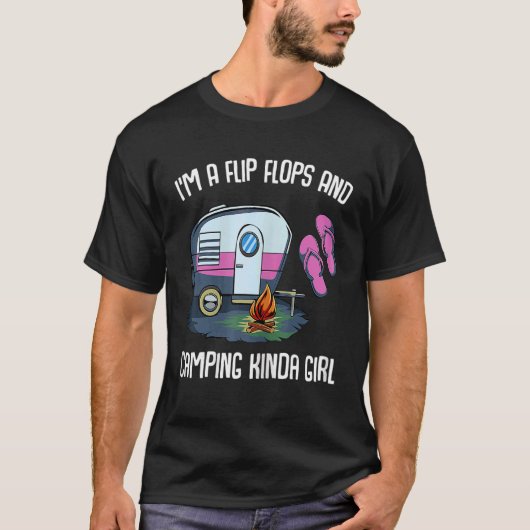 T-shirt Je Suis Un Flip Flops Et Camping Famille De Fille  (Devant)