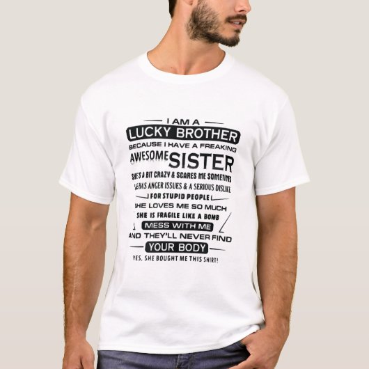 T-shirt Je Suis Un Frère Chanceux Qui Donne Des Cadeaux À  (Devant)