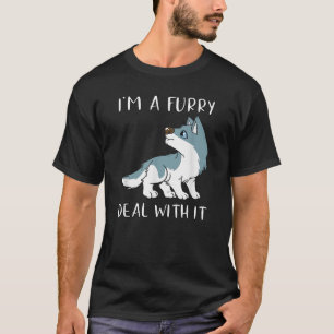 T-shirt Je suis un furry, fais avec, c'est mignon fandom f