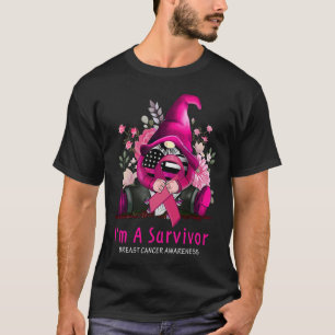T-shirt Je suis un gnome survivant Ruban rose Cancer du se