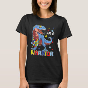 T-shirt Je Suis Un Guerrier Autisme Famille Trex Dinosaure