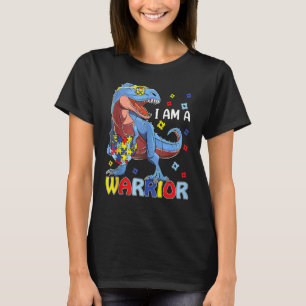 T-shirt Je Suis Un Guerrier Autisme Famille Trex Dinosaure