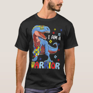 T-shirt Je Suis Un Guerrier Autisme Famille Trex Dinosaure
