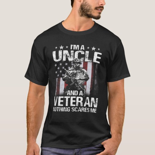 T-shirt Je suis un oncle et un vétéran rien ne me fait peu (Devant)