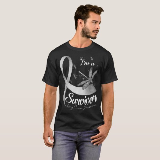 T-shirt Je suis Un Survivant Dragonfly Lung Cancer Sensibi (Devant entier)