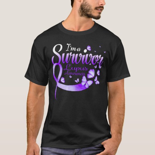 T-shirt Je suis un survivant Lupus Sensibilisation Papillo (Devant)