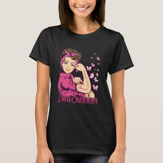 T-shirt Je suis un survivant Rosie Riveter Cancer du sein (Devant)