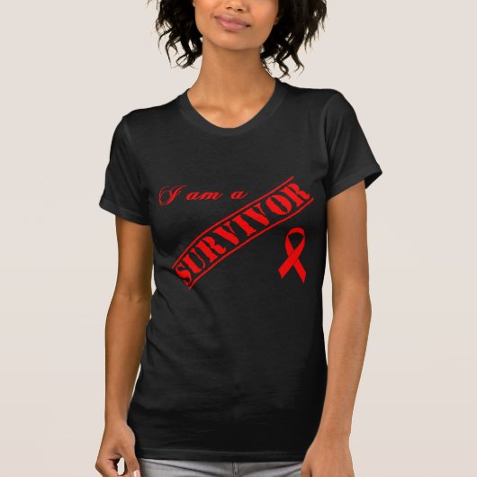 T-shirt Je suis un survivant - SIDA rouge de ruban et HIV (Devant)