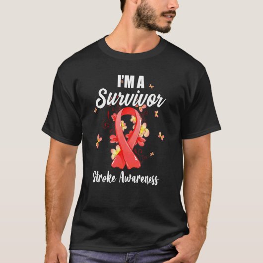 T-shirt Je suis Un Survivant Stroke Sensibilisation Red Ri (Devant)