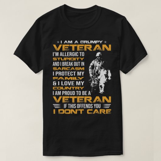 T-shirt Je Suis Un Vétéran Grave Fier D'Être Vétéran, Père (Design devant)