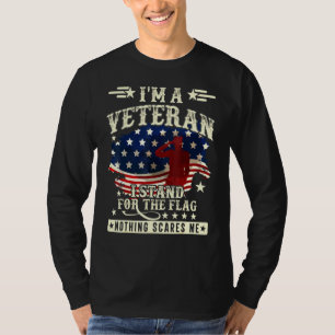 T-shirt Je suis un vétéran Je me tiens pour le drapeau Rie
