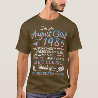T-shirt Je Suis Une Août Fille 1986 Joyeux Anniversaire 34