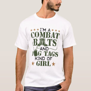 T-shirt Je suis une botte de combat et des étiquettes de c