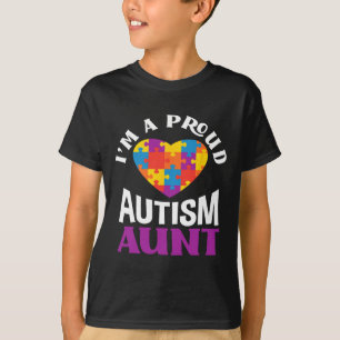 T-shirt Je suis une fière autisme Tante Puzzle Heart Autis
