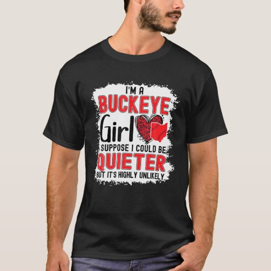 T-shirt Je Suis Une Fille Buckeye État De L'Ohio Pour Les  (Devant)