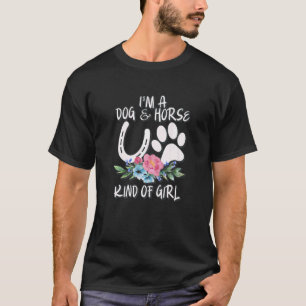 T-shirt Je Suis Une Fille De Chien Et De Cheval Rétro Patt