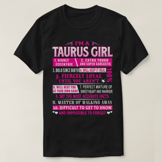T-shirt Je suis une fille Taurus Taurus Anniversaire (Design devant)