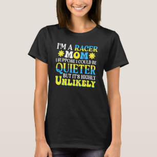 T-shirt Je suis une maman coureuse Cheval Course automobil