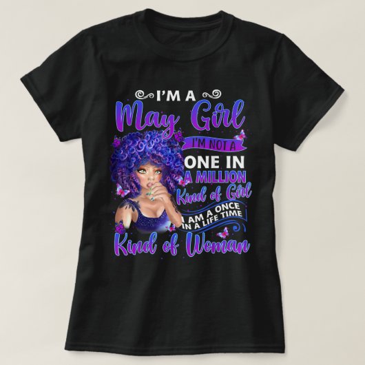 T-shirt Je suis une May Girl Pisces Une reine est née dans (Design devant)