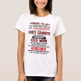 T-shirt Je suis une petite fille gâtée d'un grand-père fou