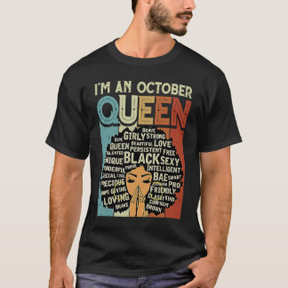 T-shirt Je suis une reine d'octobre Vintage Anniversaire n