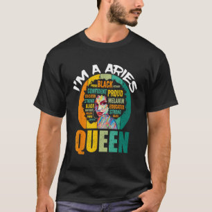T-shirt Je suis une reine du Bélier vintage melanine femme