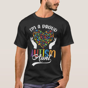 T-shirt Je suis une tante fière de l'autisme Cœur de puzzl