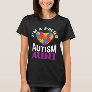 T-shirt Je suis une tante fière de l'autisme Puzzle Cœur S