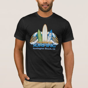 T-shirt Je surferais plutôt - ajoutez le nom de plage