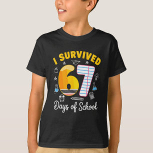 T-shirt Je Survivre 67 Jours D'école Drôle Mème Professeur