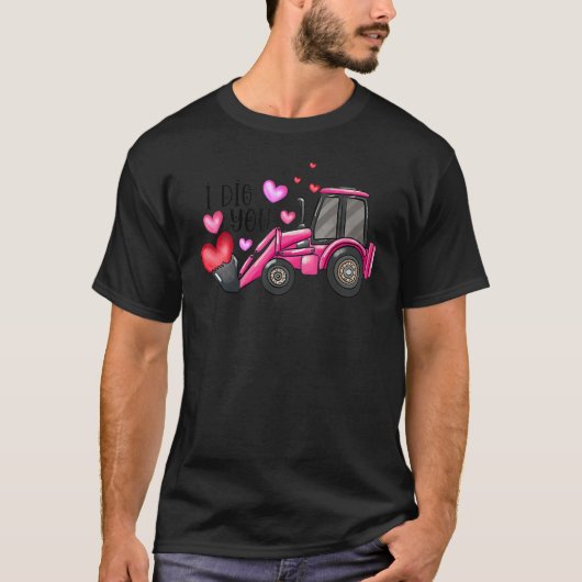 T-shirt Je T'Ai Creusé Construction Camion Coeur Valentine (Devant)